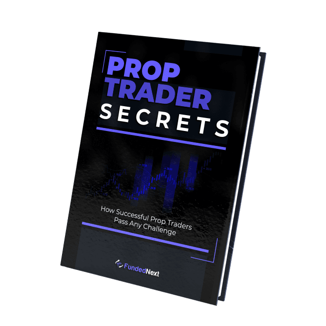 The book cover for 'Prop Trader Secrets: How Successful Prop Traders Pass Any Challenge' by FundedNext.