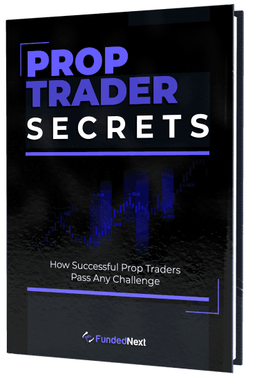 The book cover for 'Prop Trader Secrets: How Successful Prop Traders Pass Any Challenge' which teaches the 9 essential secrets to pass prop firm trading challenges by FundedNext.