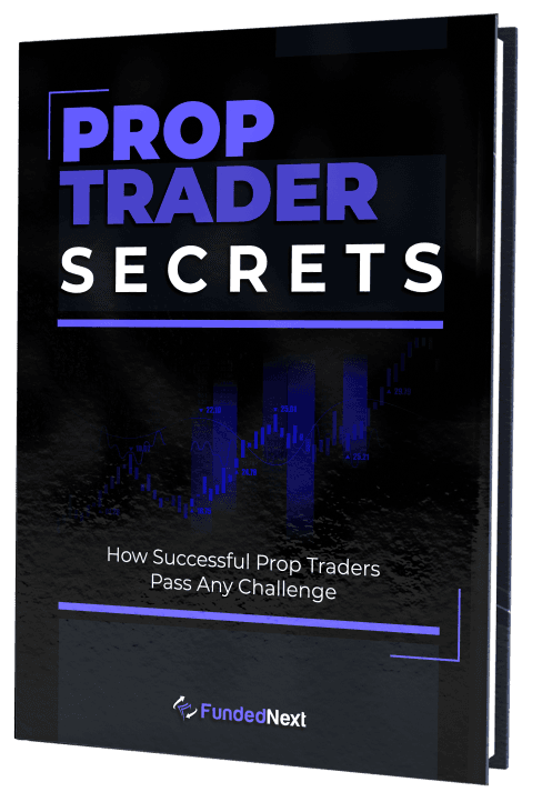 The book cover for 'Prop Trader Secrets: How Successful Prop Traders Pass Any Challenge' by FundedNext.